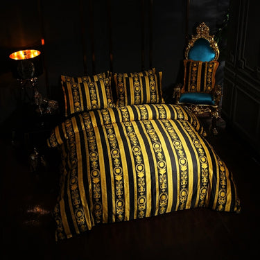 Premium European Baroque Palace Thick Duvet Cover Set, Velvet Fleece Fabric Bedding Set